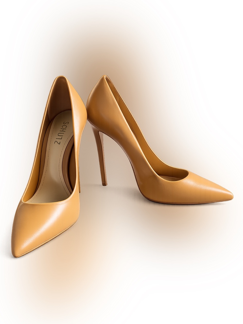 Schutz Caramel Kid Leather Pointed Toe 4” Stiletto Pumps 7.5 Made in Brazil NWT